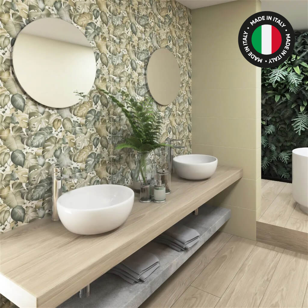 Amb Azulejo Rectificado Marazzi Racconti Deco Flogie Caldo (hojas) 30x90